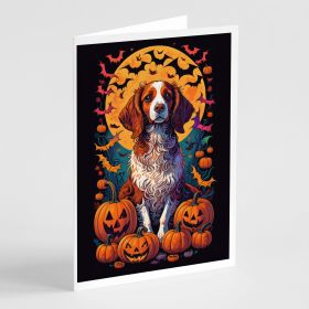 Brittany Spaniel Witchy Halloween Greeting Cards Pack of 8 Blank Cards with Envelopes Whimsical A7 Size 5x7 Blank Note Cards