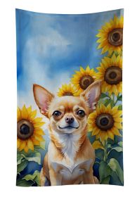 Chihuahua in Sunflowers Kitchen Towel Dish Cloths Guest Hand Towel Decorative Bathroom Towel for Face,Tea, Dishcloth, Kitchen and Bath