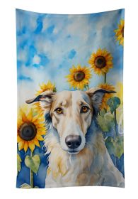 Borzoi in Sunflowers Kitchen Towel Dish Cloths Guest Hand Towel Decorative Bathroom Towel for Face,Tea, Dishcloth, Kitchen and Bath