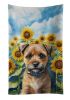 Border Terrier in Sunflowers Kitchen Towel Dish Cloths Guest Hand Towel Decorative Bathroom Towel for Face,Tea, Dishcloth, Kitchen and Bath