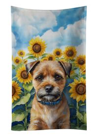 Border Terrier in Sunflowers Kitchen Towel Dish Cloths Guest Hand Towel Decorative Bathroom Towel for Face,Tea, Dishcloth, Kitchen and Bath