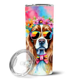Cavalier Spaniel Hippie Dawg Stainless Steel Skinny Tumbler Vacuum Double Walled Reusable Insulated Tumbler Travel Cup for Coffee Cocktails Gift with