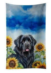 Newfoundland in Sunflowers Kitchen Towel Dish Cloths Guest Hand Towel Decorative Bathroom Towel for Face,Tea, Dishcloth, Kitchen and Bath