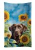 Labrador Retriever in Sunflowers Kitchen Towel Dish Cloths Guest Hand Towel Decorative Bathroom Towel for Face,Tea, Dishcloth, Kitchen and Bath