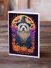 Old English Sheepdog Witchy Halloween Greeting Cards Pack of 8 Blank Cards with Envelopes Whimsical A7 Size 5x7 Blank Note Cards