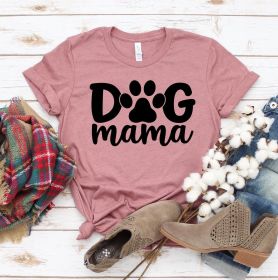 Dog Mama T-shirt (Primary Colour: Light Pink, size: XS)