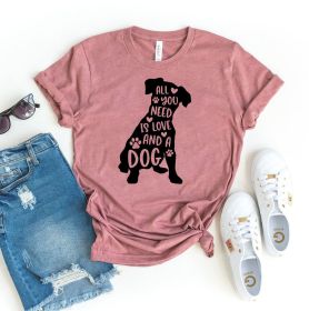 All You Need Is Love And A Dog T-shirt (Primary Colour: Heather Ice Blue, size: XL)