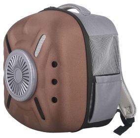 Pet Life 'Armor-Vent' External USB Powered Backpack with Built-in Cooling Fan (Color: brown)