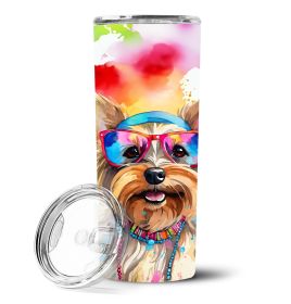 Yorkshire Terrier Hippie Dawg Stainless Steel Skinny Tumbler Vacuum Double Walled Reusable Insulated Tumbler Travel Cup for Coffee Cocktails Gift with (Default: Default)
