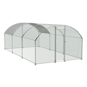 Large Chicken Coop Metal Chicken Run with Waterproof and Anti-UV Cover, Dome Shaped Walk-in Fence Cage Hen House for Outdoor and Yard Farm Use (Color: AS PIC)