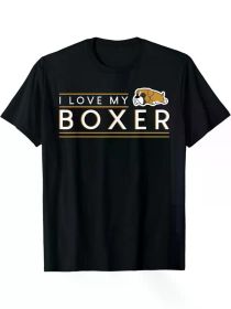 I Love My Boxer T-Shirt - Funny Dog Shirt (Color: Black, size: M)