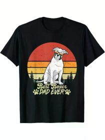 Best Boxer Dad Ever" Vintage Retro T-Shirt - Black with Colorful Dog Silhouette and Paw Prints, Ideal Gift for Father's Day, Soft Cotton (Color: Black, size: XXXL)